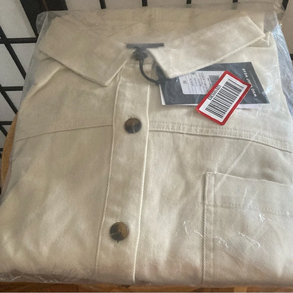 Who what wear beige birch tie waist denim dress size 3x long sleeves - Picture 5 of 5